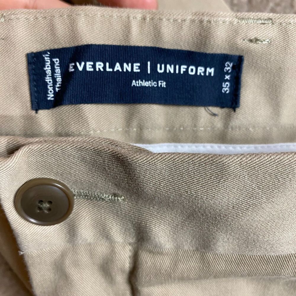 Everlane Performance Chino Pant Mens Size 35 x 32 Khaki Stretch Athletic Fit NEW - Picture 9 of 12